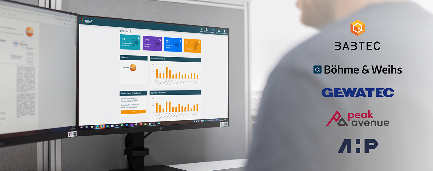 PRIMAS exchange Two monitors display PRIMAS exchange and an open certificate