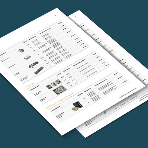 Preisliste Auszug aus der Preisliste von Testo Industrial Services